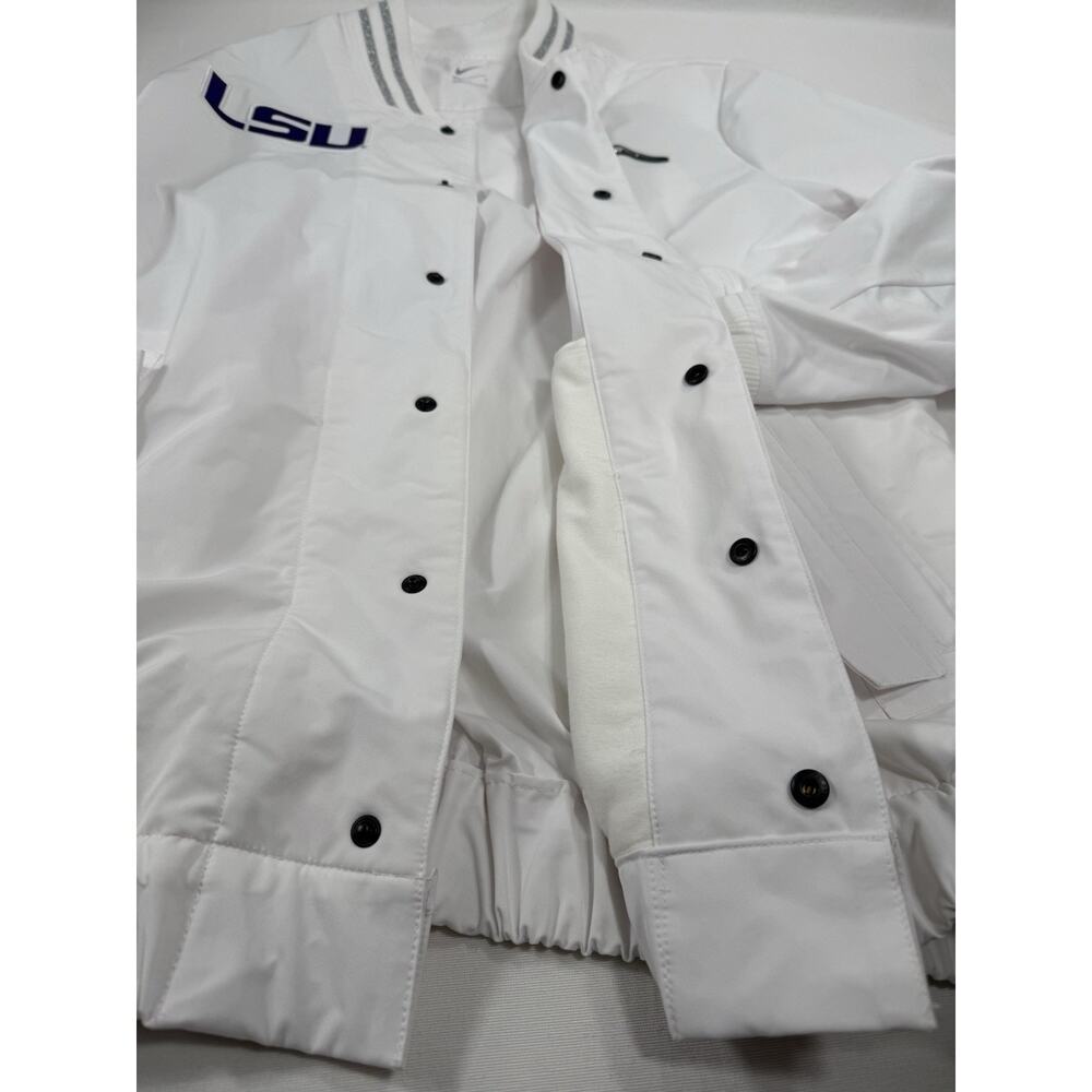 NIKE ON-FIELD x LSU TIGERS Sz LSideline Players Jacket Snap Front White Mens - Picture 11 of 16